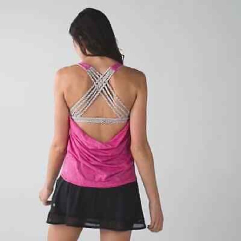 Lululemon Athletica Wild Tank Top Sports Bra Magenta Pink Cheetah Strappy Size 4